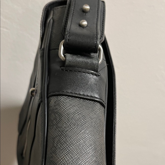 Dunhill Men's Coated Canvas Messenger Bag with Leather Trim - Picture 5 of 12